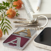 Gold and Silver Letter A Monogram Schlüsselanhänger (Vorderseite rechts)