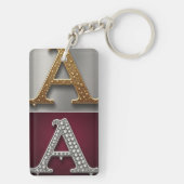 Gold and Silver Letter A Monogram Schlüsselanhänger (Rückseite)