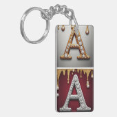 Gold and Silver Letter A Monogram Schlüsselanhänger (Vorderseite links)