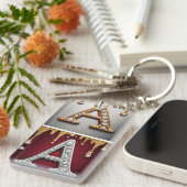 Gold and Silver Letter A Monogram Schlüsselanhänger (Vorderseite rechts)