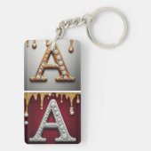 Gold and Silver Letter A Monogram Schlüsselanhänger (Rückseite)