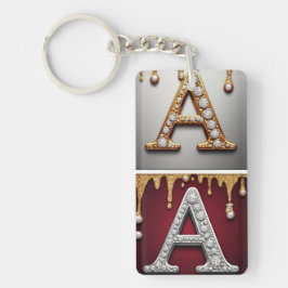 Gold and Silver Letter A Monogram Schlüsselanhänger
