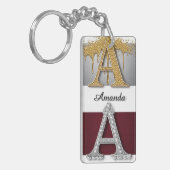 Gold and Silver Letter A Monogram Schlüsselanhänger (Vorderseite links)