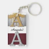 Gold and Silver Letter A Monogram Schlüsselanhänger (Rückseite)