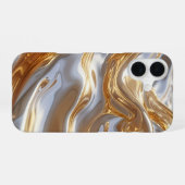 Gold and Silver Liquid Metal – Luxury Abstract iPhone 16 Hülle (Rückseite (Horizontal))