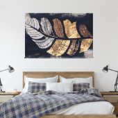 Gold and Silver Metallic Leaves Elegant Botanical  Leinwanddruck (Insitu (Schlafzimmer))