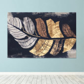 Gold and Silver Metallic Leaves Elegant Botanical  Leinwanddruck (Insitu (Holzboden))