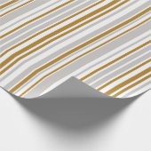 Gold and silver tone stripe holiday wrapping paper geschenkpapier (Ecke)