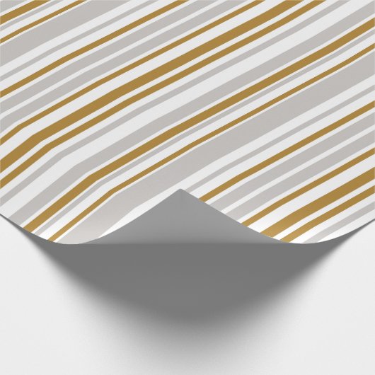Gold and silver tone stripe holiday wrapping paper geschenkpapier (Ecke)