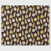 Gold And Silver Tree Ornaments Wrapping Paper Geschenkpapier (Flach)