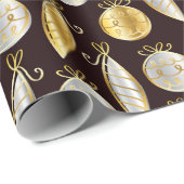 Gold And Silver Tree Ornaments Wrapping Paper Geschenkpapier (Rolleneckpunkt)