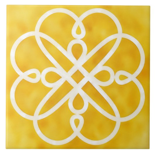 Gold and White Celtic Design Decorative Tile Fliese (Vorderseite)