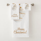 Gold and White Christmas Balls Custom Text Badhandtuch Set (Insitu)