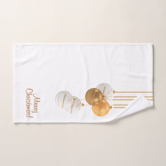Gold and White Christmas Balls Custom Text Badhandtuch Set (Handtuch)