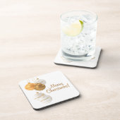 Gold and White Christmas Balls Custom Text Getränkeuntersetzer (Rechte Seite)