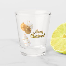 Gold and White Christmas Balls Custom Text Schnapsglas