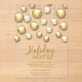 Gold and White Christmas Tree Ornaments Acryleinladungen (Vorderseite)