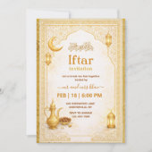 Gold and White Script Iftar Party Invitation Einladung (Vorderseite)