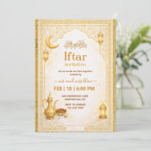 Gold and White Script Iftar Party Invitation Einladung (Stehend Vorderseite)