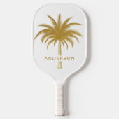 Gold and White Tropical Palm Tree Pickleball Schläger (Vorderseite)