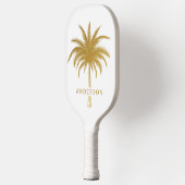 Gold and White Tropical Palm Tree Pickleball Schläger (Links)