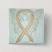 Gold Angel Awareness Ribbon Art Button (Vorderseite)