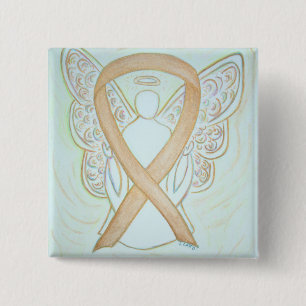 Gold Angel Awareness Ribbon Art Button