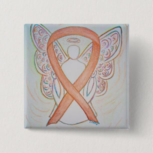 Gold Angel Awareness Ribbon Custom Art Buttone Button