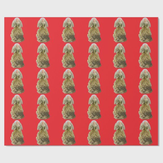 Gold Angel Red Wrapping Paper Geschenkpapier (Flach)
