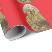 Gold Angel Red Wrapping Paper Geschenkpapier (Rolleneckpunkt)