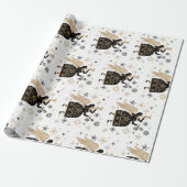 Gold Angel Stars Christmas Carol Folkart Geschenkpapier (Ungerollt)