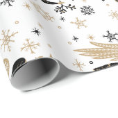 Gold Angel Stars Christmas Carol Folkart Geschenkpapier (Rolleneckpunkt)