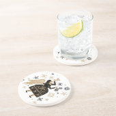 Gold Angel Stars Christmas Carol Folkart Square Getränkeuntersetzer (Seite)