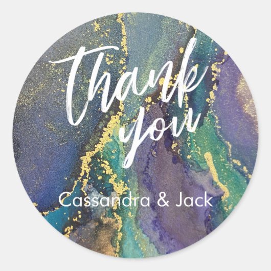 Gold angereicherte flüssige Abstrakte Kunst Lässig Runder Aufkleber (Vorderseite)