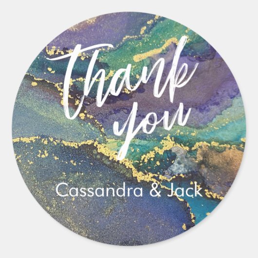 Gold angereicherte flüssige Abstrakte Kunst Lässig Runder Aufkleber (Vorderseite)