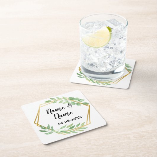 Gold Angular Frame Blätter Untersetzer Hochzeitsfe (Vor Ort)