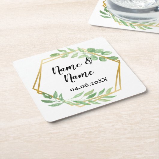 Gold Angular Frame Blätter Untersetzer Hochzeitsfe (angewinkelt)