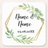 Gold Angular Frame Blätter Untersetzer Hochzeitsfe (Vorderseite)