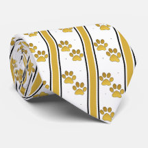 Gold Animal Paw Prints Team Sports Necktie