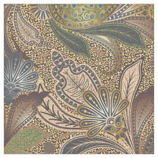Gold Animal Print Paisley Stoff (Nahaufnahme)