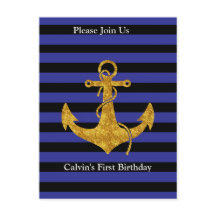 Gold Anker auf blauen Streifen mit benutzerdefinie