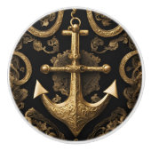 Gold Anker auf schwarz Keramikknauf (Vorderseite)