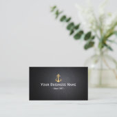 Gold Anker Dark Leather Texture Business Card Visitenkarte (Stehend Vorderseite)