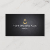 Gold Anker Dark Leather Texture Business Card Visitenkarte (Vorderseite)