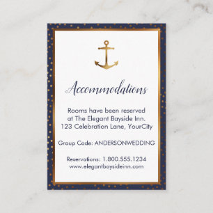 Gold Anker Konfetti Hochzeitsunterkunft Karten