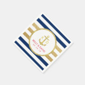 Gold Anker Moderne Streifen Schöne Hochzeit Serviette (Ecke)