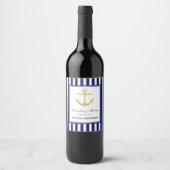 Gold Anker Navy Blue Frame 2, White Strip DIY BG Weinetikett (Vorderseite)