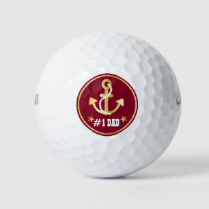 Gold Anker Nummer 1 Vater Nautischer Vatertag Golfball
