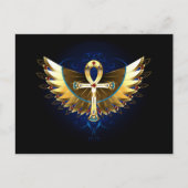 Gold Ankh mit Wings Ankündigungspostkarte (Vorderseite)