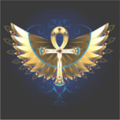 Gold Ankh mit Wings Aufkleber (Vorderseite)